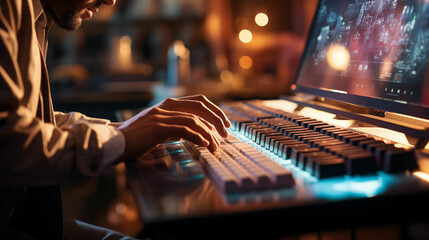 Woman Typing on Laptop Computer. Generative AI