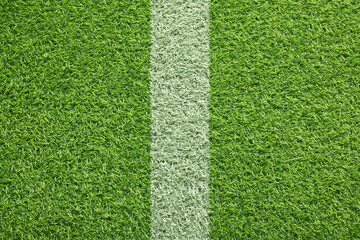 Fototapeta premium Green grass with white marking, top view