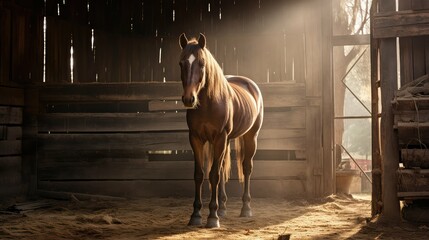 stable horse at barn - obrazy, fototapety, plakaty