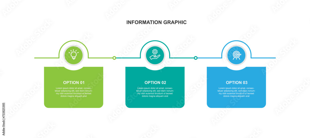 Poster Infographic vector element with 3 step line connected