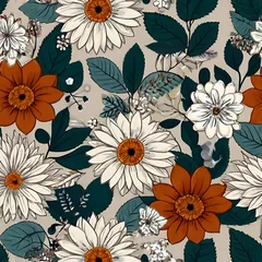 Badezimmer Foto Rückwand seamless floral pattern floral  vector  wallpaper  illustration  design  decoration  nature  art ,Ai generated  © Quranmeri