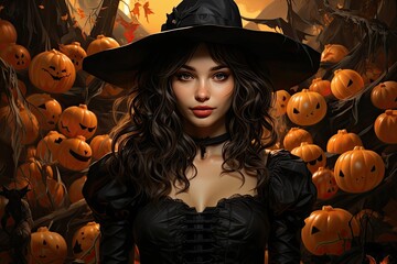 AI-generated illustration of A female adult wearing a black costume