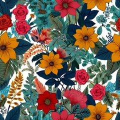 Möbelaufkleber pattern with flowers floral  nature  design  leaf  art illustration  spring,Ai generated  © Quranmeri