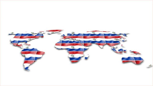 Paraguay flag wave 3d earth map animation white background