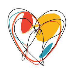 Abstract line drawing of a love heart. Illustration for invites and cards