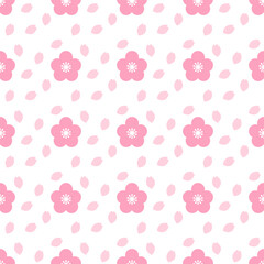 Seamless cherry blossom on a white background 