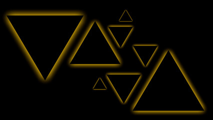 Business background. Golden triangles on a black background.