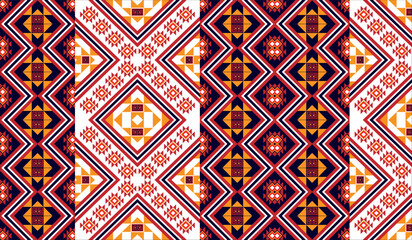 Geometric ethnic oriental pattern traditional Design for background,carpet,wallpaper,clothing,wrapping,Batik,fabric,Vector embroidery style. 