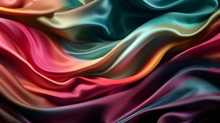 AI-generated illustration of a vibrant silk fabric in various hues.