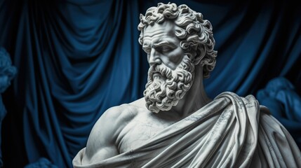 AI generated illustration of a marble statue of the Stoic philosopher Epictetus
