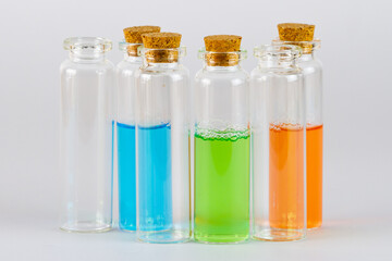 Obraz premium Laboratory test tubes on white background, science and medical concept.