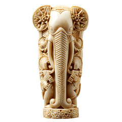Fototapeta premium African ivory craft ornament in the shape of an elephant isolated on white