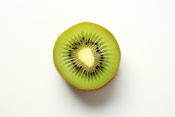 Juicy slice of nutritious kiwi on white background. Generative AI