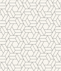 Vector seamless pattern. Modern stylish texture. Repeating geometric tiles. Linear grid with striped hexagonal stars.