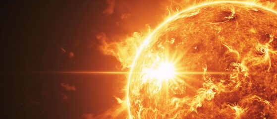Close shot of hot bright sun with space, Generative AI. - obrazy, fototapety, plakaty