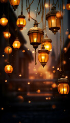 Obraz na płótnie Canvas Lanterns hanging in the streets