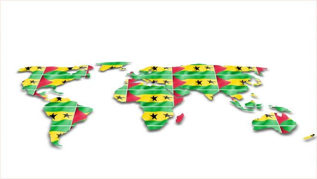 Sao Tome and Principe flag wave 3d earth map animation white background