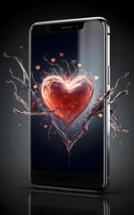 heart in the dark, heart in phone, romantic tech backgrounds, love-themed wallpapers, digital romance