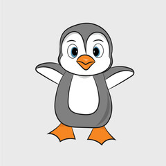 A flat logo illustration with a cute penguin icon
