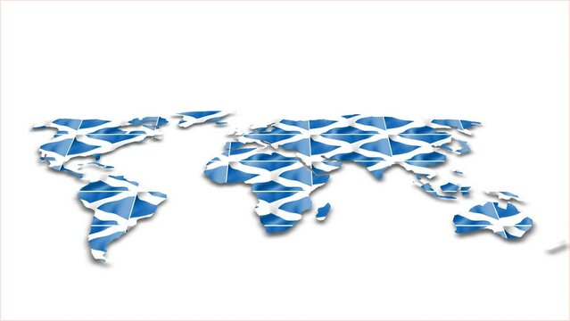 Scotland flag wave 3d earth map animation white background