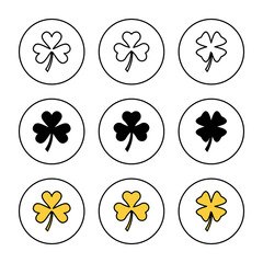 Clover icon set vector. clover sign and symbol. four leaf clover icon.