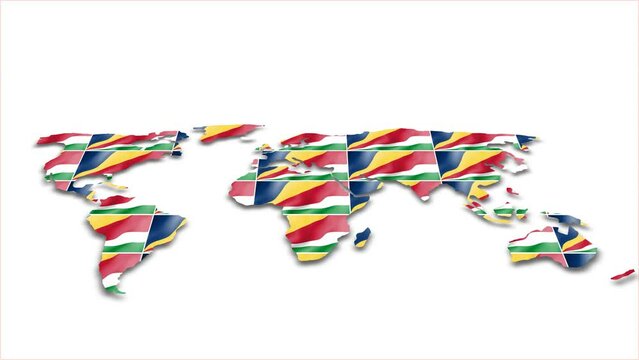 Seychelles flag wave 3d earth map animation white background
