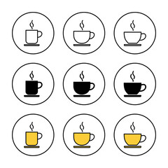 coffee cup icon set vector. cup a coffee sign and symbol