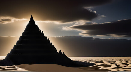 Sand castle. Image of a sand castle made on sand. Generative AI.