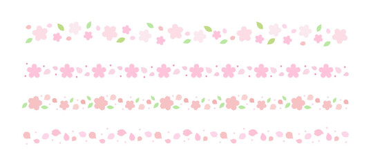 A set of border line decoration illustrations based on the concept of pink 'cherry blossoms', a representative flower of the spring season.