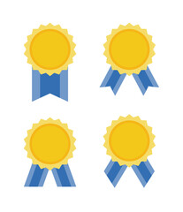 Set of golden badge illustration icons symbolizing certificate, championship, graduation, victory, best, congratulations, award, best, and success.