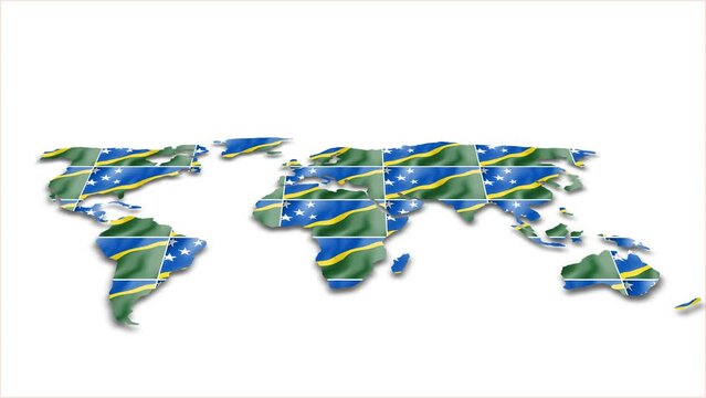 Solomon Islands flag wave 3d earth map animation white background