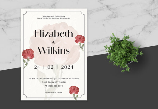 Grey and Red Natural Invitation