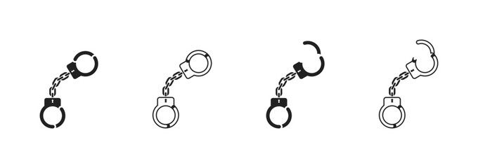 Handcuff icon set. Vector EPS 10