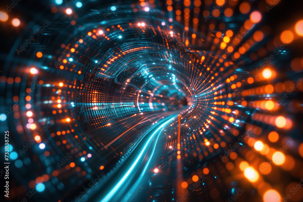 Poster abstract background with colorful light trails. light tunnel. background image. created with generat