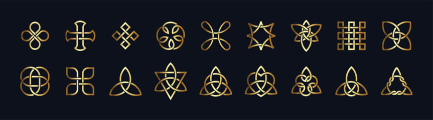 Celtic knot icon set. Ethnic ornament. Vector EPS 10 - obrazy, fototapety, plakaty