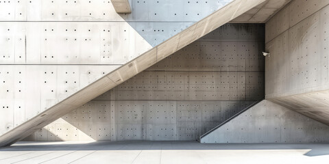 Geometric Elegance in Concrete. Modern architectural detail of a concrete building in minimal style.