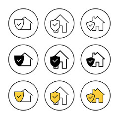 home insurance icon set  vector. home protection sign and symbol
