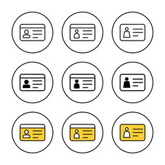 Obraz premium License icon set vector. ID card icon. driver license, staff identification card