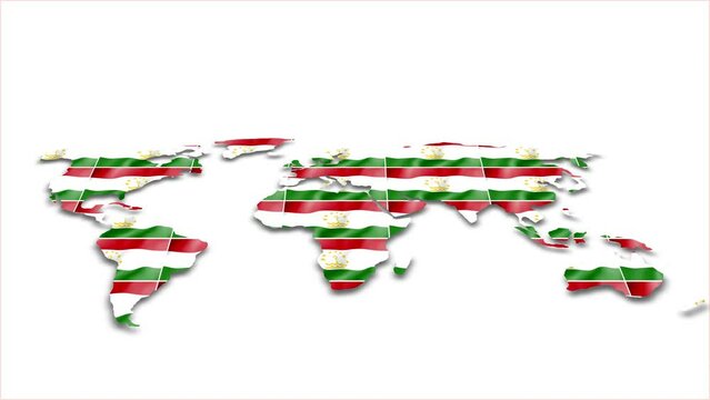 Tajikistan flag wave 3d earth map animation white background
