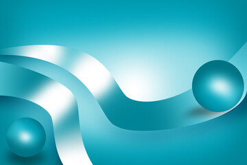 Aqua blue circles rolling on a metallic path