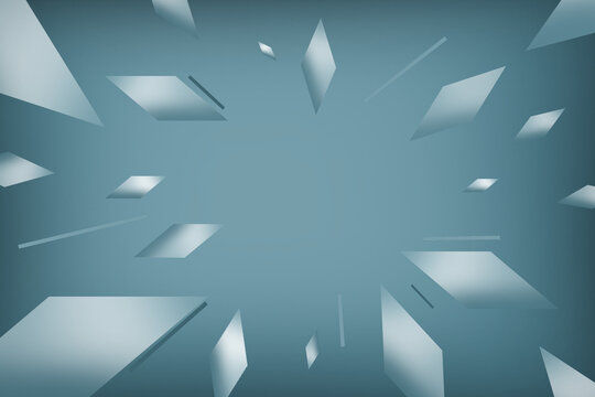 Diamond-shaped broken pieces on a grey gradient background