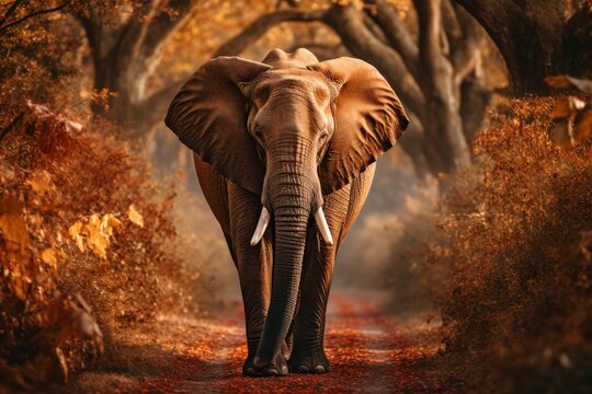 Fototapeta Majestic african elephant. safari expedition, embodying freedom in its natural habitat