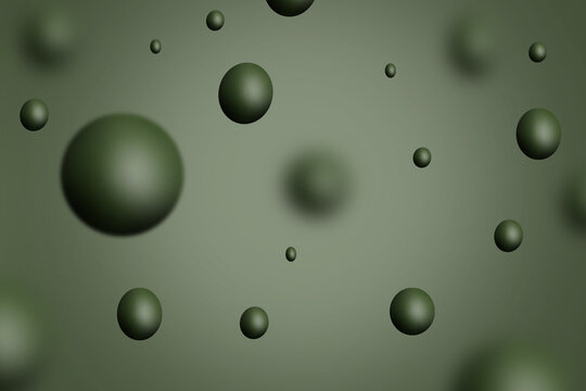 Olive green bubbles bounce on a green background
