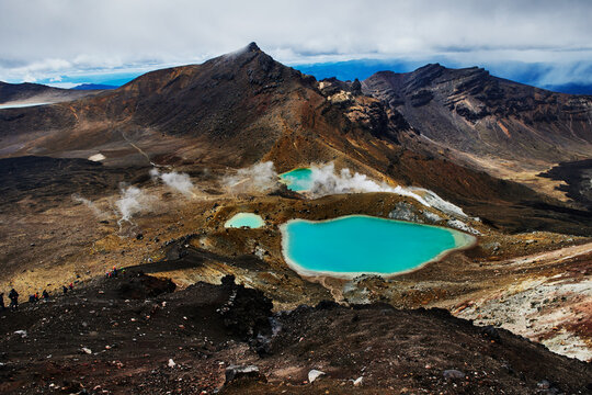 Emerald lake along Tongariro Alpine Crossing trail, Tongariro National Park, North Island, New Zealand
