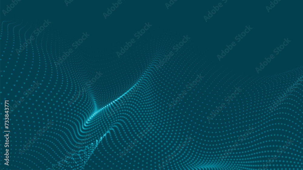 Wall mural abstract digital wave of particles. futuristic point wave. technology background vector. 3d