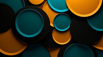 circles with a yellow center and blue in the center, are on a dark background