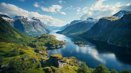 Fototapeta na wymiar AI generated illustration of the breathtaking Fjords of Norway