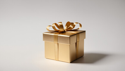 gift box with gold ribbons on a white background