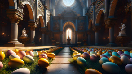 interior of the church of the holy sepulchre
Easter background
Easter card
Easter egg
AI generated - obrazy, fototapety, plakaty