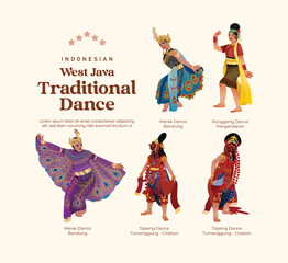 Isolated Indonesian culture West Java Dance illustration cell shaded style